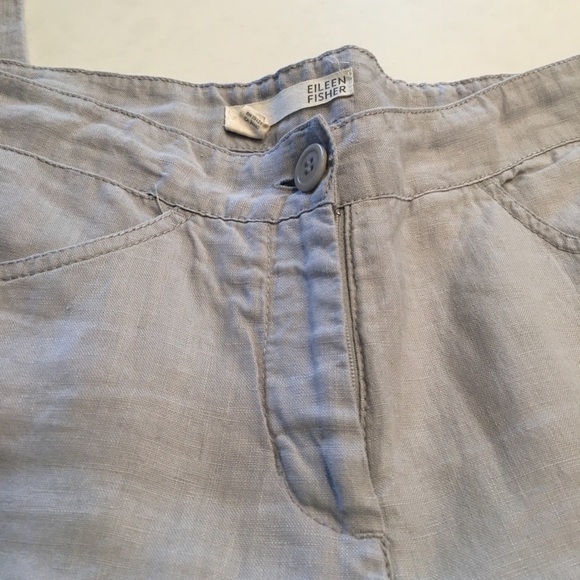 EILEEN FISHER ORGANIC LINEN CUFFED CROP PANT - Picture 3 of 8